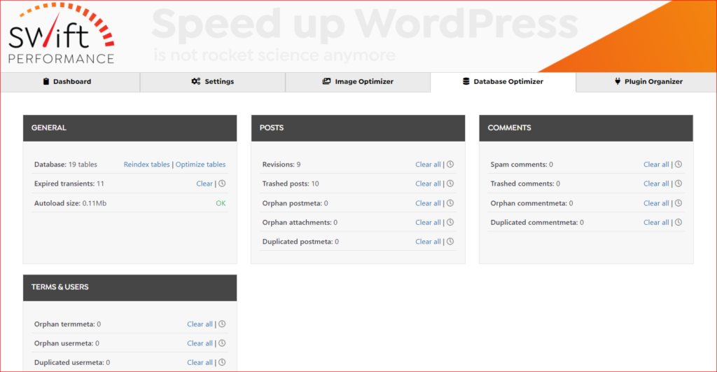 swift performance pro optimisation base donnees