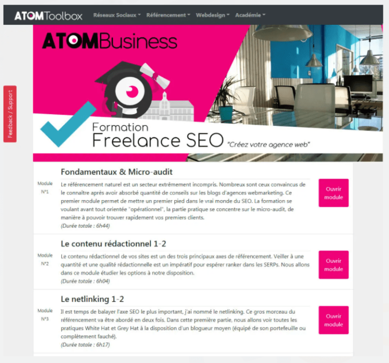 formation SEO atom business